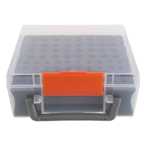 HAMPPLIES Clear Plastic Battery Storage Case with Portable Handle, Organizer for AA AAA Batteries, and Compact