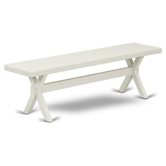 Pemberly Row X-Style 60" Traditional Wood Dining Bench in White