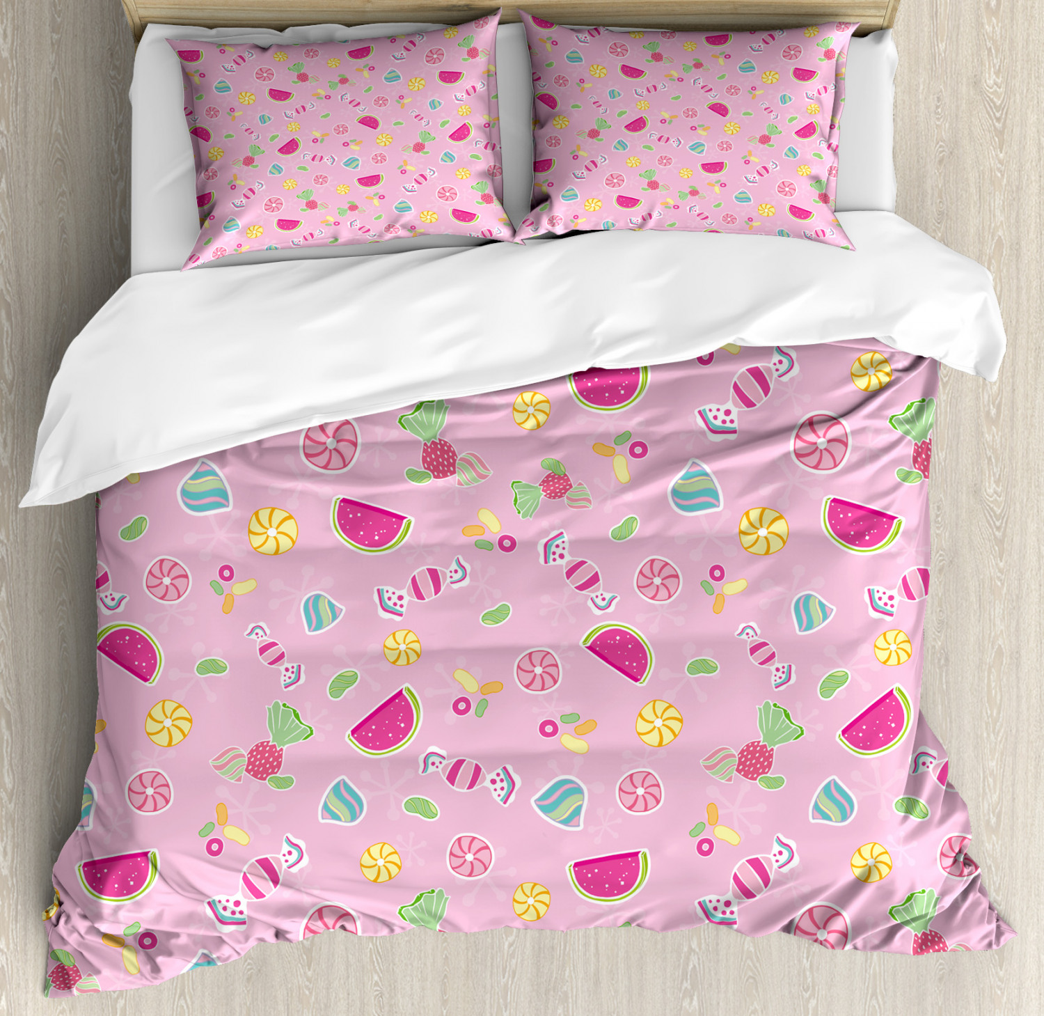 Sweet Queen Size Duvet Cover Set Candies Yummy Treats Watermelon