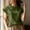 *Army Green, variant on ClodeEU Women's Round Neck Short Sleeve Ruff Trim T-Shirt,Casual Loose Fit Solid Color Blouse Top for Summer Army Green,Women's Plus L
