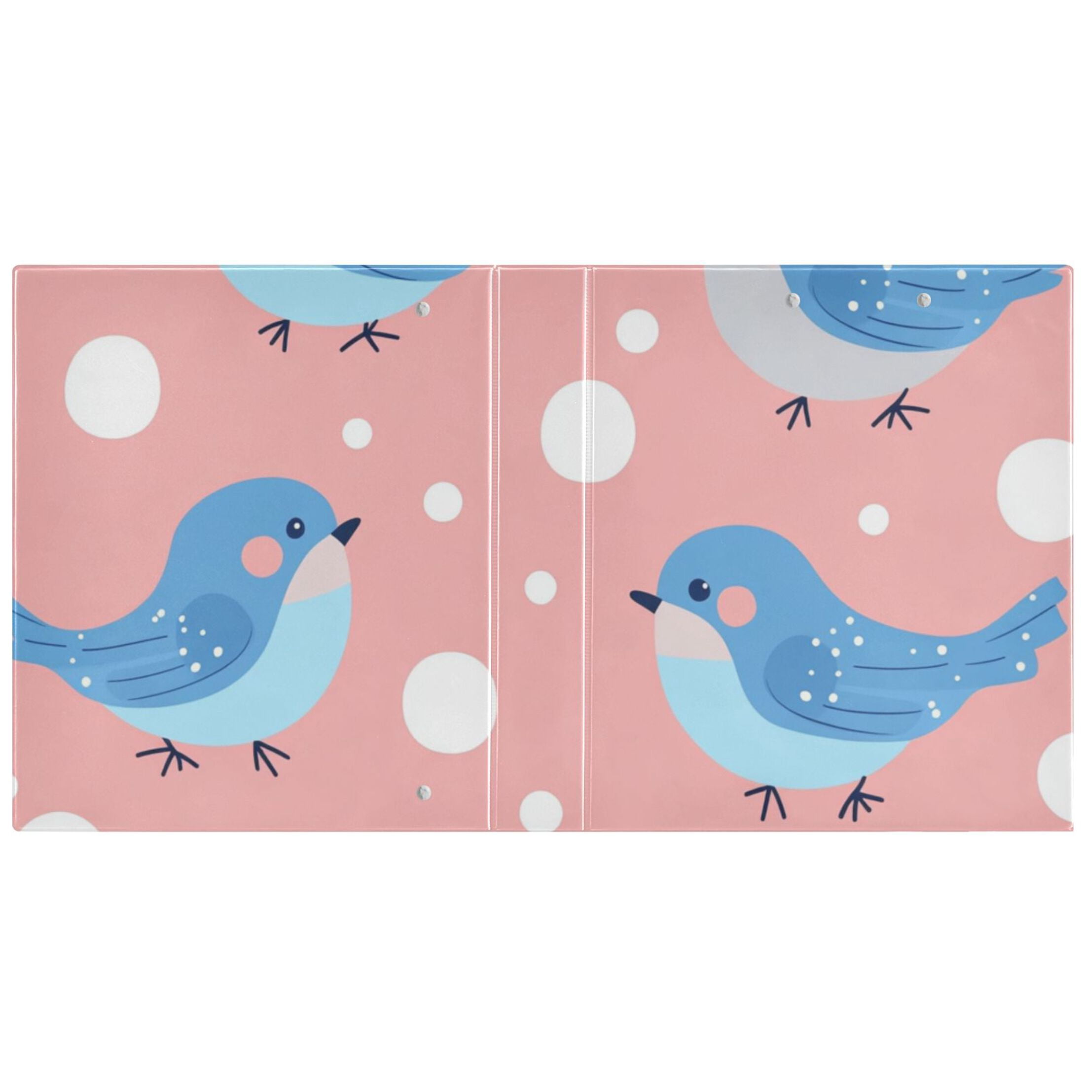 Blue Birds at Pink 3 Ring Binders 1.5 inch Hardcover File Folders with Interior Pockets A4 Size Organizer for School Office Hospital Set of 2