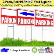 3 Pack Parking Lawn Sign Kit with Arrow Stickers