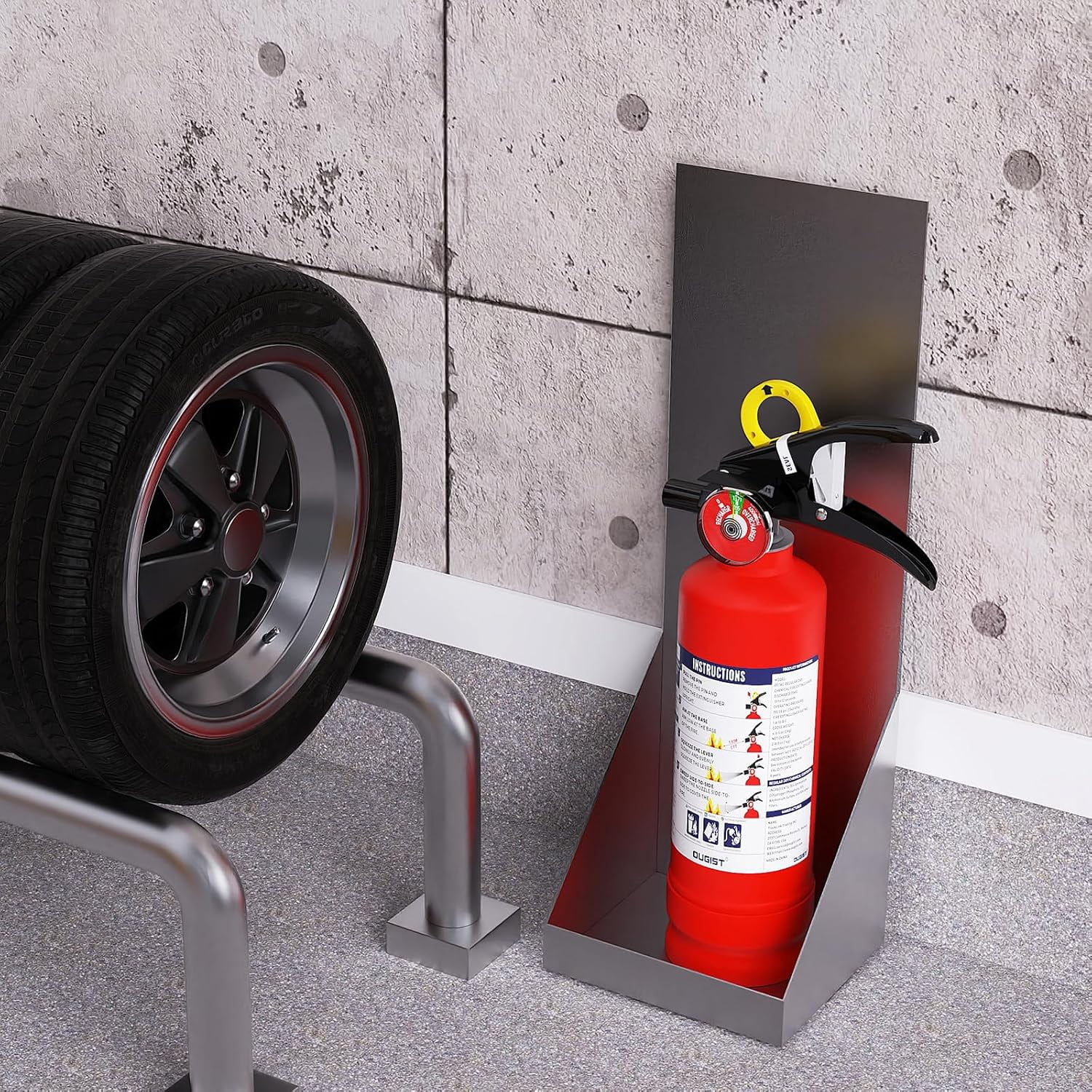 Ougist ABC Dry Chemical Fire Extinguisher 2.5 lb, 1-A:10-B:c Rated with Wall Mount Bracket & Quick-Release Handle, Used for Kitchen Car Boat Vehicle