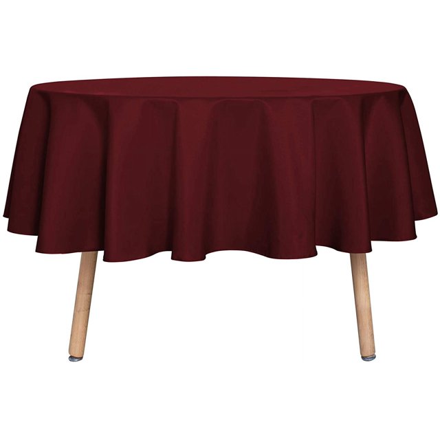 LAICAIW Round Tablecloth-70 Inch-Water Resistant Spill Proof Washable Polyester Table Cloth Decorative Fabric Table Cover for Dining Table, Buffet Parties and Camping, Burgundy