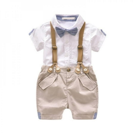 

Hazel Tech Summer Toddler Boy Clothes Set Casual Short Sleeve Bow Tie Shirt+Shorts 2Pcs Outfits Set