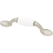 Satin Nickel Drawer Pull w/ Ceramic 3" L-P50011C-WSN-C5