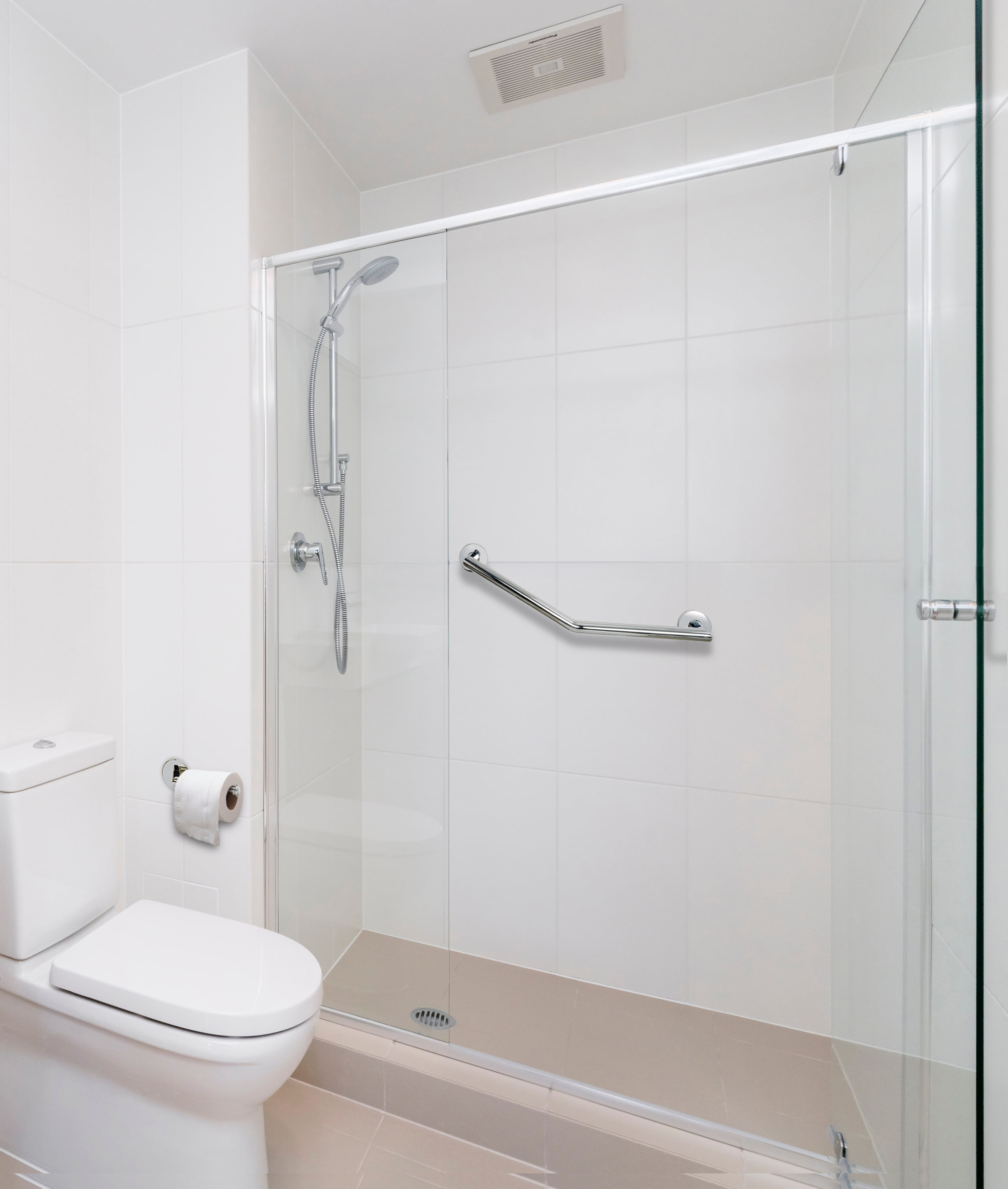 Croydex 23.62 in. Stainless Steel Angled Shower Grab Bar in Chrome
