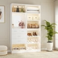 thumbnail image 6 of Homieasy 50'' Closet System Set of 2, Walk-in Closet System Set with 4 Drawers & Storage Shelves, Wooden Closet Tower with Mirror and Shoe Rack, Closet Organizer for Bedroom, 79.7" Height, White, 6 of 6
