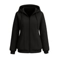 thumbnail image 4 of ZHYou Zip Up Hoodies for Women Casual Multi Panel Seam Drop Shoulder Loose Drawstring Hooded Sweatshirts with Pockets,Black,Size L, 4 of 8