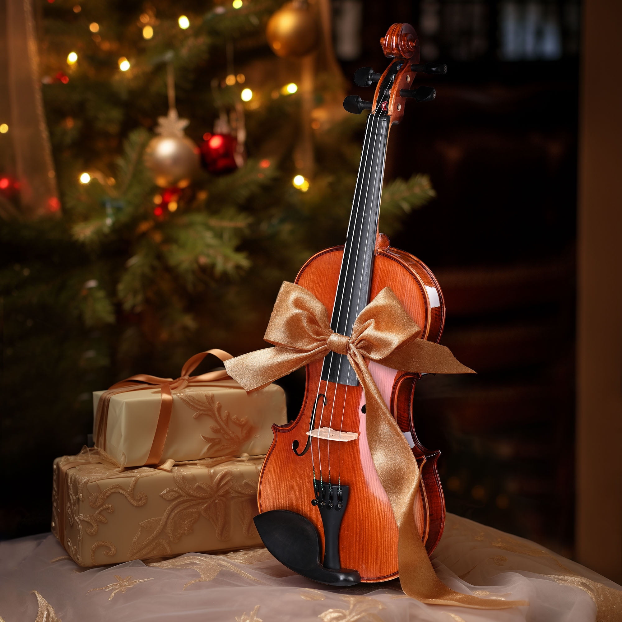 Yescom 4/4 Solid Wood Violin Set Fiddle Beginner Full Size Violin with Case & Bow Shoulder Rest for Student Adults