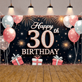 thumbnail image 6 of Pink Polka Dot 30th Birthday Banner Decor Happy Birthday Display Gold Fireworks Gift Box Birthday Backdrop for 30th Birthday Party Indoor Decoration Photo Shoot, 6 of 9