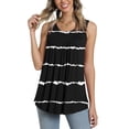 thumbnail image 2 of Womens Summer Casual Sleeveless Tank Tops Crewneck Stripes Printed Pleated Flowy Tunic Tops Loose Comfy Blouse T-Shirt Vest for Summer(M,Black A), 2 of 6
