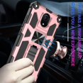thumbnail image 4 of Ring Kickstand Phone Case for Cricket Debut Case w/Tempered Glass Screen Protector for Car Mount Hard PC Soft TPU Shockproof Protective Case - Rose Gold, 4 of 6