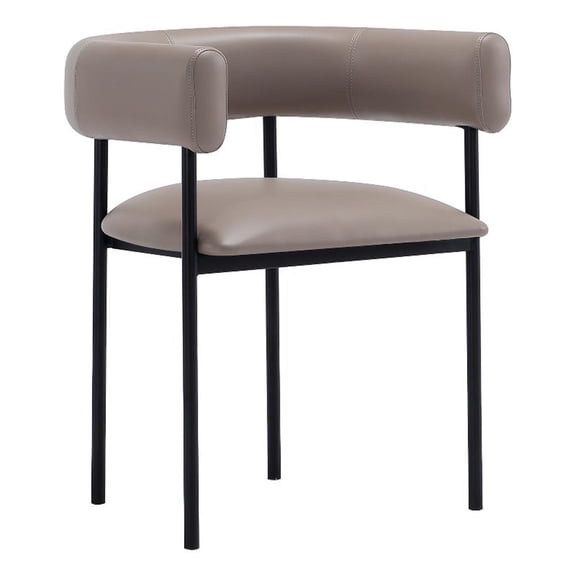 Onda Contemporary Vegan Leather Metal Dining Chair in Taupe