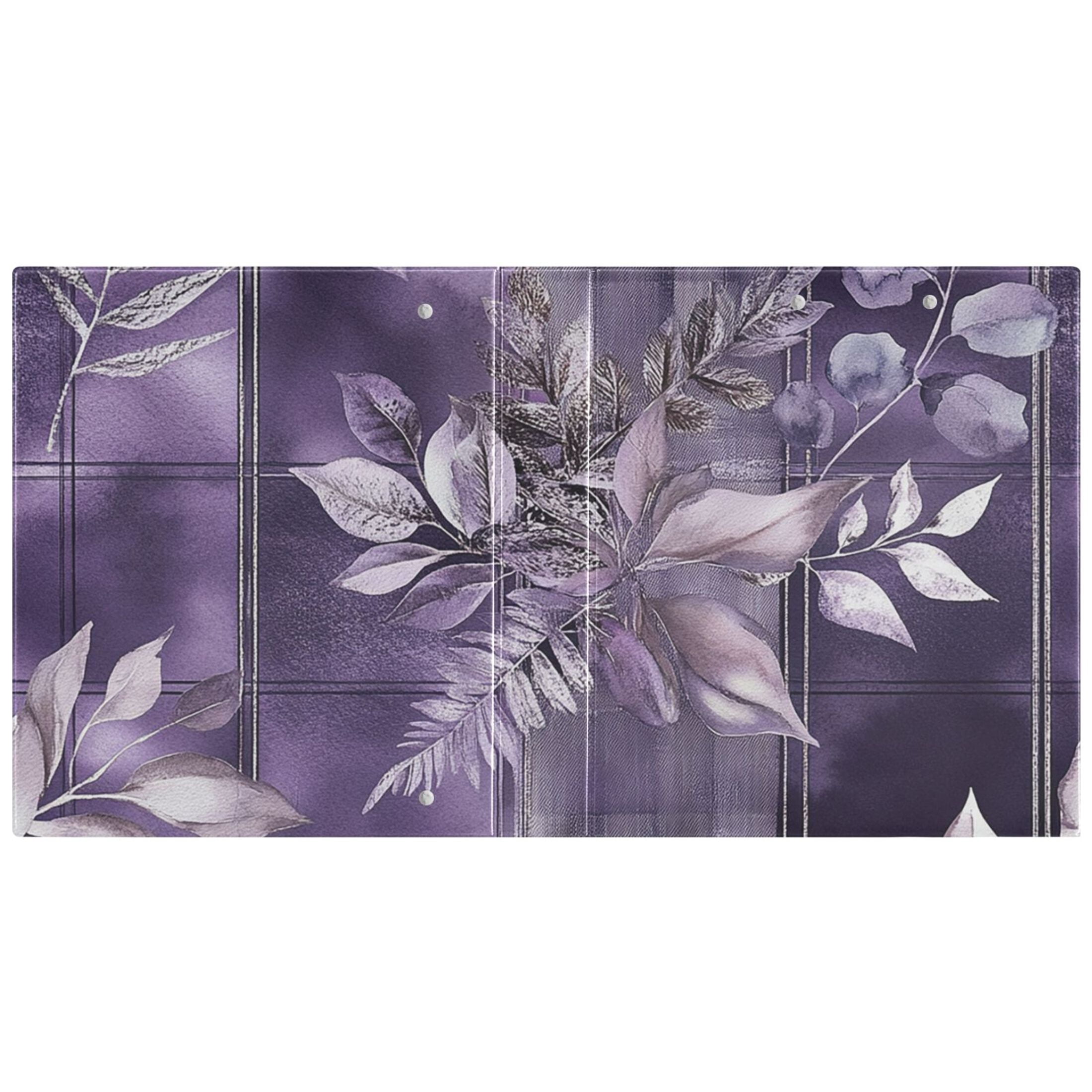 Purple Winter Leaves Branches 3 Ring Binders 1.5 inch Hardcover File Folders with Interior Pockets A4 Size Organizer for School Office Hospital
