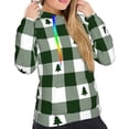 thumbnail image 5 of Yiaed Green White Lumberjack Plaid Print Womens Casual Hoodies Crew Neck Long Sleeve Sweatshirts With Pocket Pullover Tops Women's Hooded Sweatshirt-Small, 5 of 5