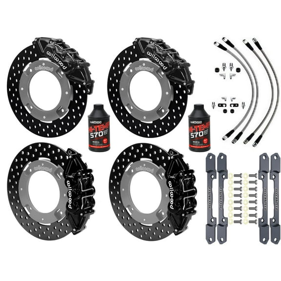 WILWOOD FRONT & REAR UTV BIG BRAKE Combo WITH BLACK CALIPERS, DRILLED ROTOR, BRAKE LINES & BRAKE FLUID FOR 2017-2021 CAN-AM MAVERICK X3RS