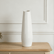 Modern 12-Inch Tall White Ceramic Vase for Pampas Grass, Floral Arrangements, and Elegant Home Decor