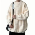 thumbnail image 6 of Yiliang Cable knit Classic Sweater for Men Fall and Winter Long Sleeve Warm and Thermal Top Clothes ,Beige,L, 6 of 6