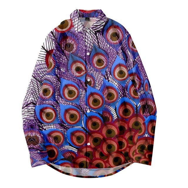 Camisas De Franela Para Hombre Camisa de manga larga para hombre Feather Series con cuello casual disponible en varios colores (Purple, XS)