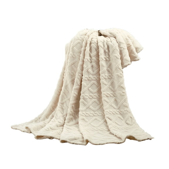 AUQ Fleece Throw Blanket for Couch, Oversized Flannel Blanket Warm Cozy Plush Soft Blanket Decorative Chunky Knit Throw Blankets for Modern Farmhouse Living Room Bedroom Home Decor