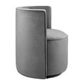 thumbnail image 3 of Swivel Armchair Chair, Grey Gray, Velvet, Living Kitchen Cafe Bistro Hospitality Restaurant, Modern Contemporary Boutique HB34554, 3 of 9