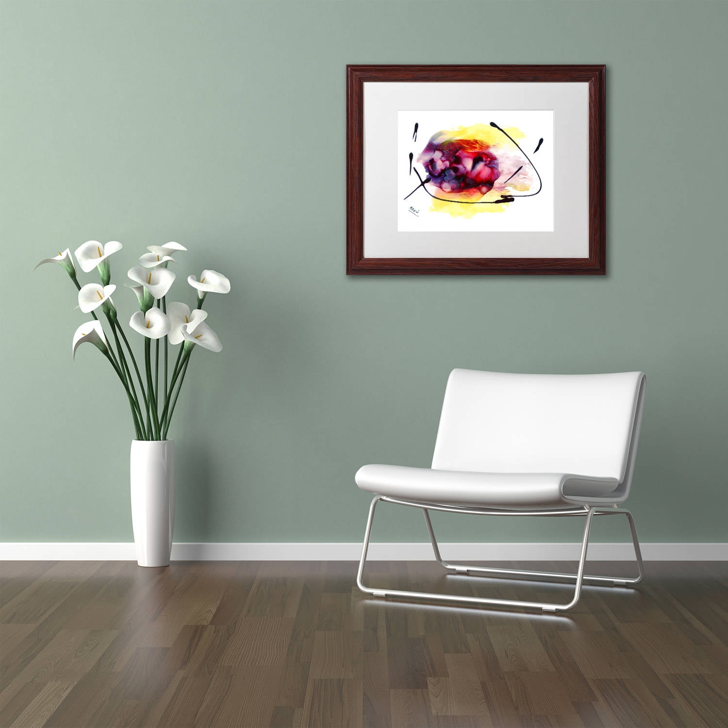 Trademark Fine Art "Abstract 06" Canvas Art by Mako, White Matte, Wood Frame