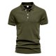 thumbnail image 4 of Camisas Elvqul de Hombre Casual Verde del Ejército Manga Corta sin Estampado con Solapa Botones, 4 of 6