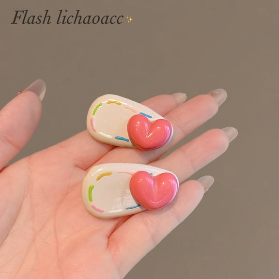 Cute Peach Heart Side Clip Pink Hair Bang Clip New Exquisite Duckbill Hairpin