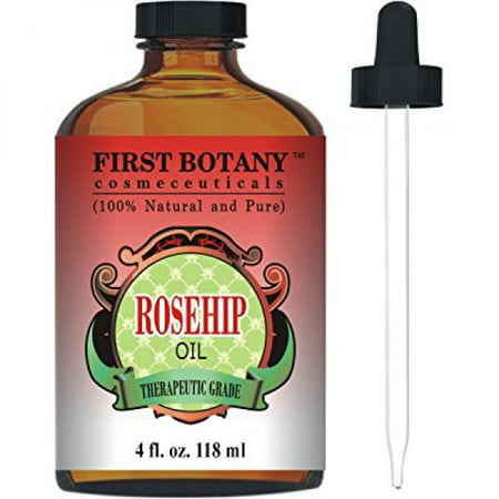 Rosehip Oil - 100% Pure Cold Pressed & Organic 4 fl. oz. - Best Moisturizer to heal Dry Skin & Fine Lines - Virgin Rose Hip Seed Oil For Face and (Best Oil For Scars On Face)