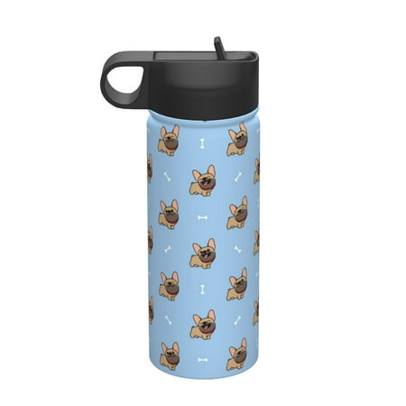 

Adobk Brown French Bulldog Print Water Bottle 18oz Sports Insulated Kettle for Cycling Gym Basketball Outdoor Suitable as a Present