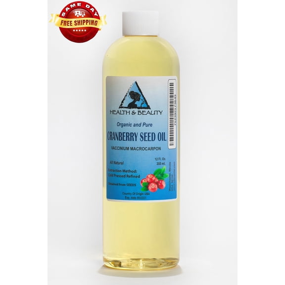 CRANBERRY SEED OIL REFINED ORGANIC COLD PRESSED PREMIUM NATURAL 100% PURE 12 OZ