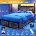 thumbnail image 6 of Fluest Twin Bed Frame with 2-Tier Storage Headboard, USB Port and LED Light, 4 Storage Drawers, Brown, 6 of 7
