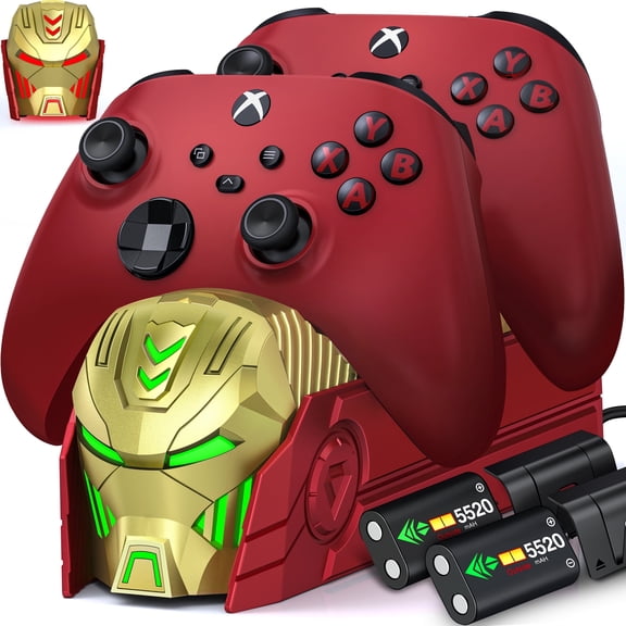 QQV Xbox Controller Charger with 2x5520mWh Rechargeable Battery Pack, Xbox Series S Controller Battery Pack for Xbox Series X|S/Xbox one/Elite(Black)