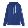 thumbnail image 4 of Women’s Oversized Long Hoodie Dress, Solid Color Long Sleeve Sweatshirt with Hood and Drawstring, Casual Loose Fit Pullover for Autumn Winter Daily Wear Blue, 4 of 5