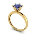 thumbnail image 2 of 1.5 ctw Solitaire Anniversary Ring for Women | Round Cut Simulated Tanzanite | Hyperallergenic Solid 18K Yellow Gold, 2 of 5