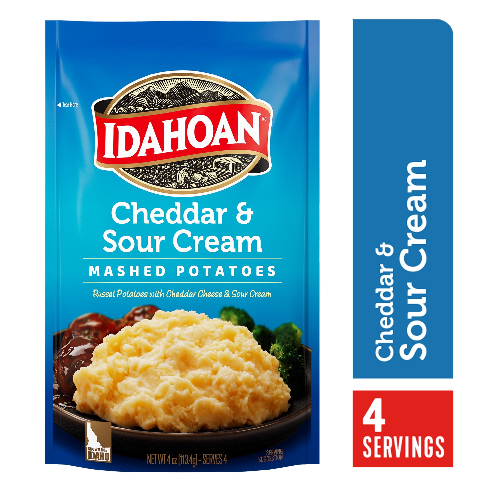 (2 pack) Idahoan Cheddar & Sour Cream Mashed Potatoes, 4 oz Pouch