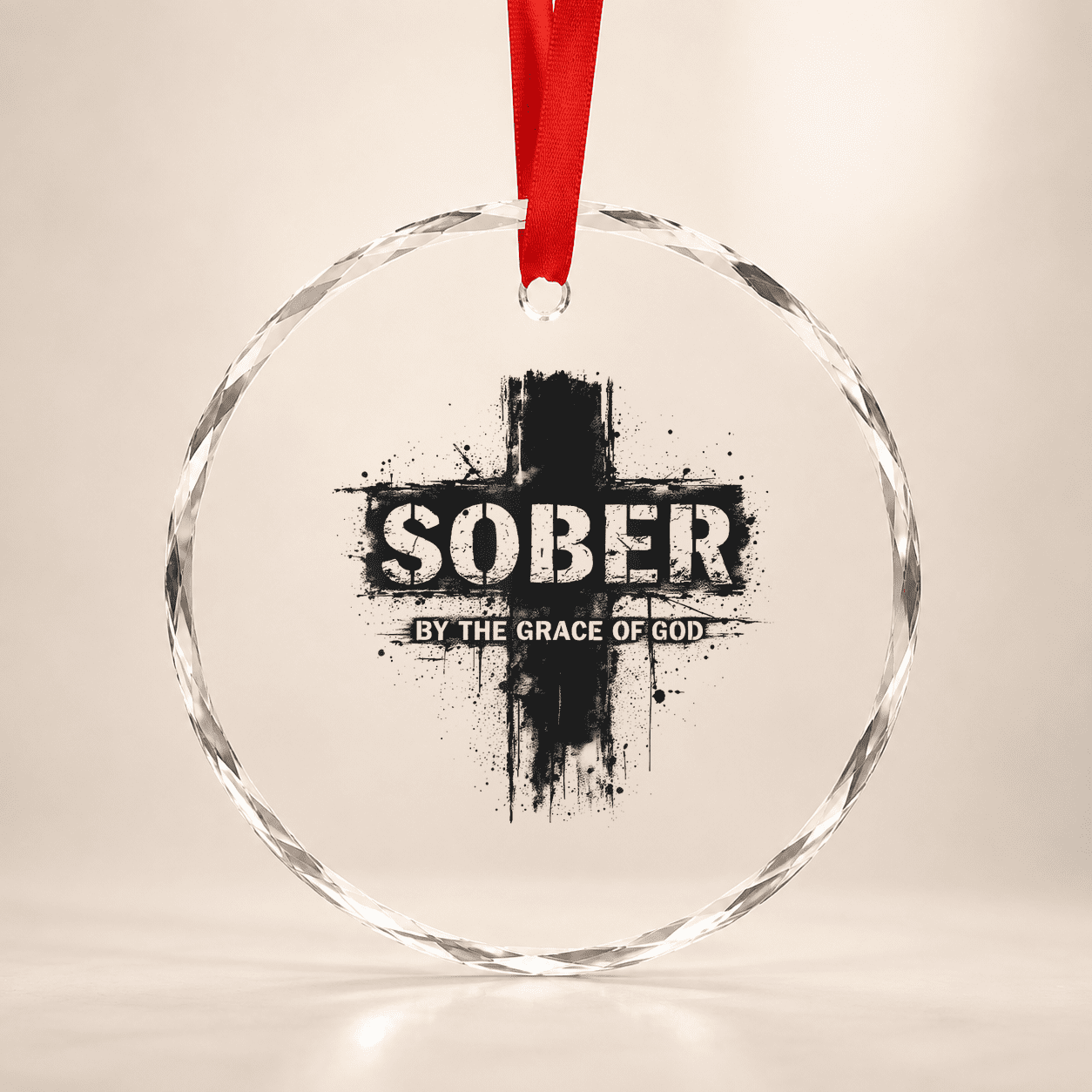 Sober By The Grace Of God Sobriety Christian Recovery Aa Glass Ornament