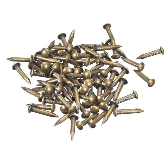 Uxcell 280Pcs Small Tiny Nails 1.5x10mm(DxL) Tiny Brass Nails Hardware Round Head Brass Nail for Wooden DIY Projects, Bronze Tone