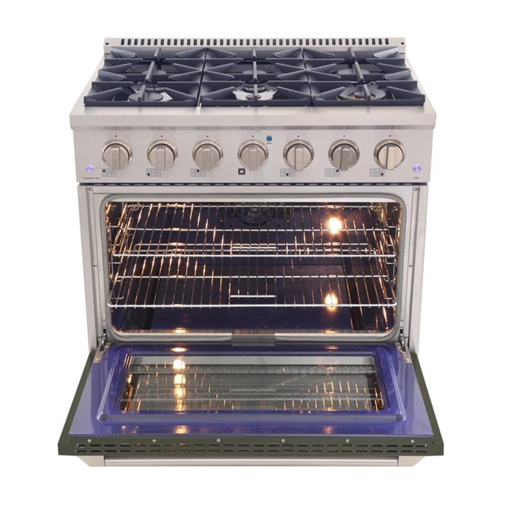 Pemberly Row 36" 5.2 cu. ft. Propane Gas Range w/ Convection Oven in Olive Green