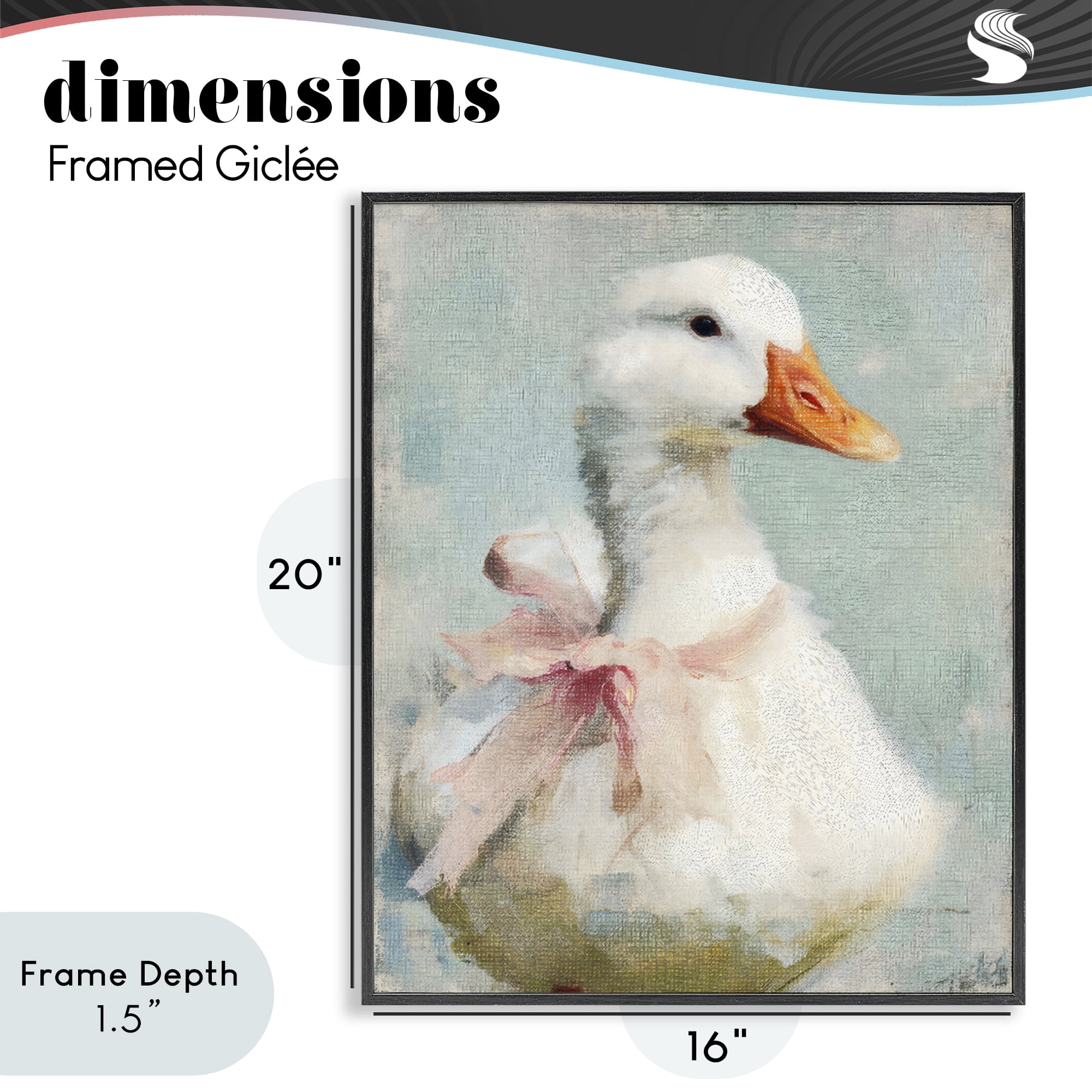 Stupell Industries Soft Pink Bow Goose Black Framed Giclee Art, design by LSR Design Studio