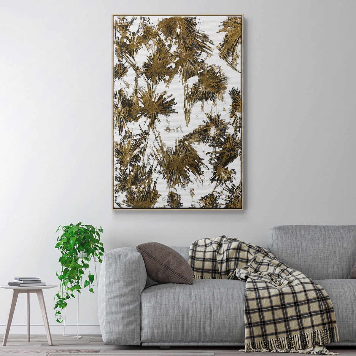 Fireworks Framed Premium Gallery Wrapped Canvas - Ready to Hang - 27 x 41 - Natural Wood Floating Frame