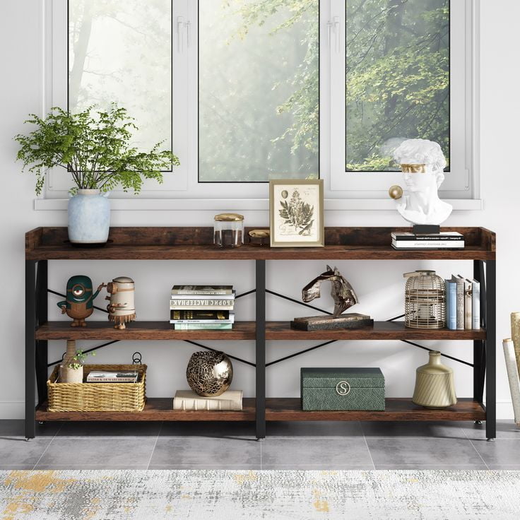 70.9 inch Extra Long Console Table For Entryway, Industrial Wood