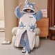 thumbnail image 3 of Bata de ducha larga para hombre de talla grande 5XL + pantalones de pijama de felpa de dinosaurio de dibujos animados, conjuntos de albornoz cálidos con capucha de franela gruesa para invierno, 3 of 5