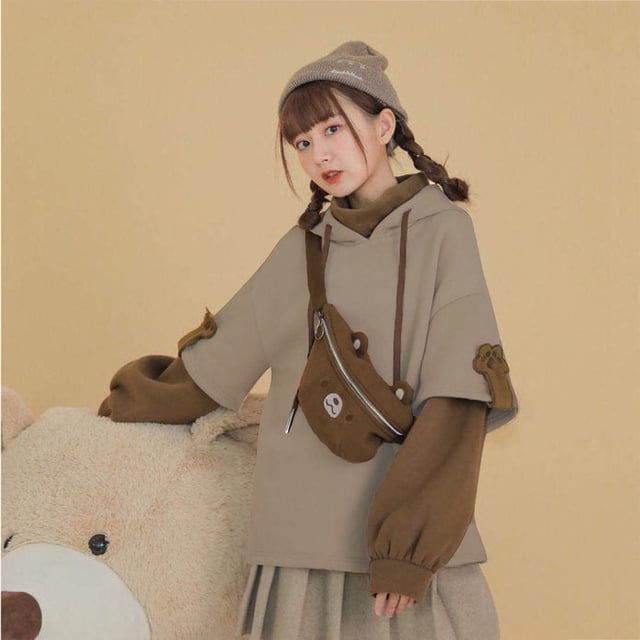 EGNMCR Chandail pour Femmes Hiver Mignon Coupe Ample Détente Patchwork à Fermeture Éclair Chandails à Capuchon Chandail Surdimensionné Chandail à Enfiler et Chandails à Capuchon