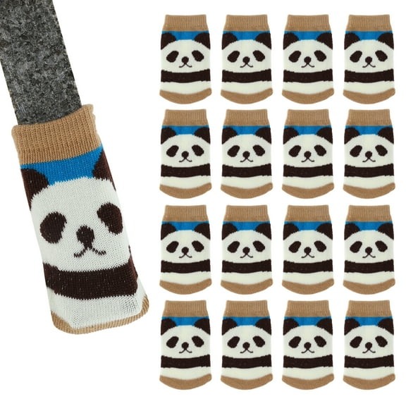 Unique Bargains 16 Pcs Chair Leg Covers Panda Pattern Chair Leg Covers for Hardwood Floors Khaki
