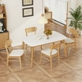 thumbnail image 5 of Harper & Bright Designs Small Space Dining Set for 4, 5 Pieces Rectangular Solid Wood Table Set with 4 Upholstered Chairs for Kitchen, Light beige,White+Oak, 5 of 20