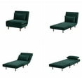 thumbnail image 4 of Leejay Velvet Green Foldable Convertible Sofa Bed with Removable Pillow and Legs, 4 of 5