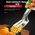thumbnail image 3 of Stainless Steel Grill Clamp Spatula, Double-Sided 10 Inch Anti-Scald Extended Handle Tool for Grilling & Frying, Oil Drain Slots, 3 of 7