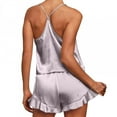 thumbnail image 4 of Patlollav Womens Casual Print Colorblock Frill Hem Set Housewear Sexy Suspender Vest Suit, 4 of 6